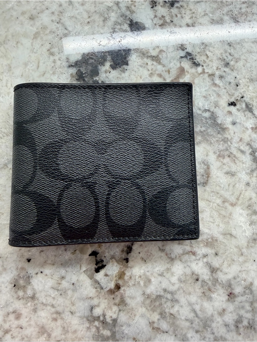 Coach Men’s Signature ID Bifold Wallet – Charcoal/Black – Brand New